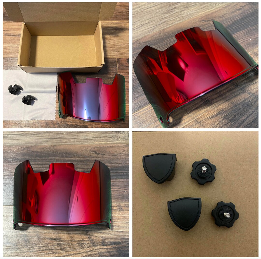 Red Electroplated Iridium Mirror Football Helmet Eye Shield Visor W