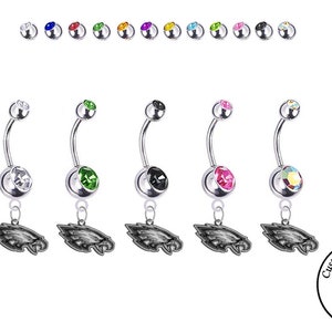 Philadelphia   Silver Belly Button Navel Ring - Customize Your Color Crystal Rhinestone Gems
