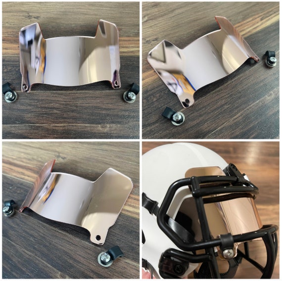 Mini Football Helmet Pink Rose Gold Chrome Mirror Eye Shield Visor