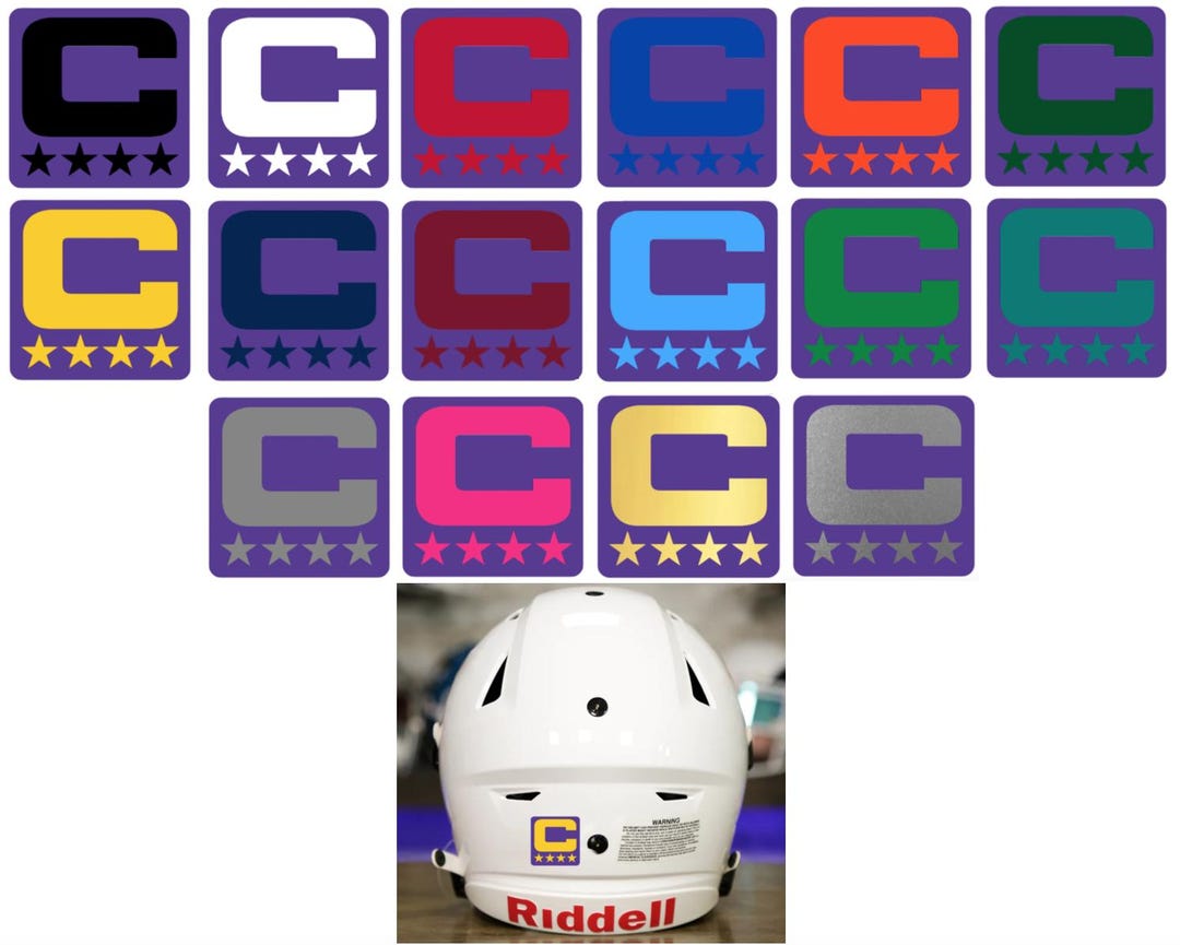 Dual Color Purple Captain Patch Jersey C Style Football Helmet Decal ...