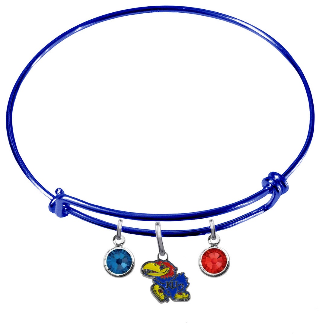Kansas COLOR EDITION Wire Charm Bracelet Bangle Extensible w / Blue