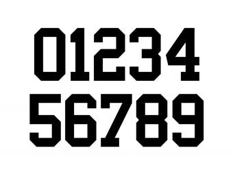 BLACK Custom Sports Jersey Style Number Vinyl Decal  - Pick Your Number & Size - Perfect for Car Truck Auto Window Helmet Stickers