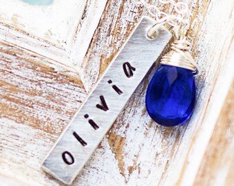 Mothers Necklace, Personalized Necklace, Bar Charm Necklace, Stamped Necklace, Necklace, Charm Necklace for Moms