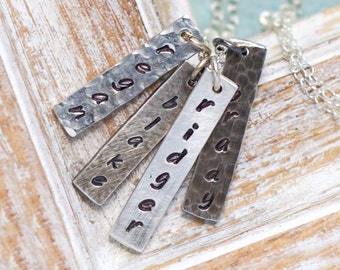 Mothers Necklace, Personalized Necklace, Bar Charm Necklace, Stamped Necklace, Necklace, Charm Necklace for Moms