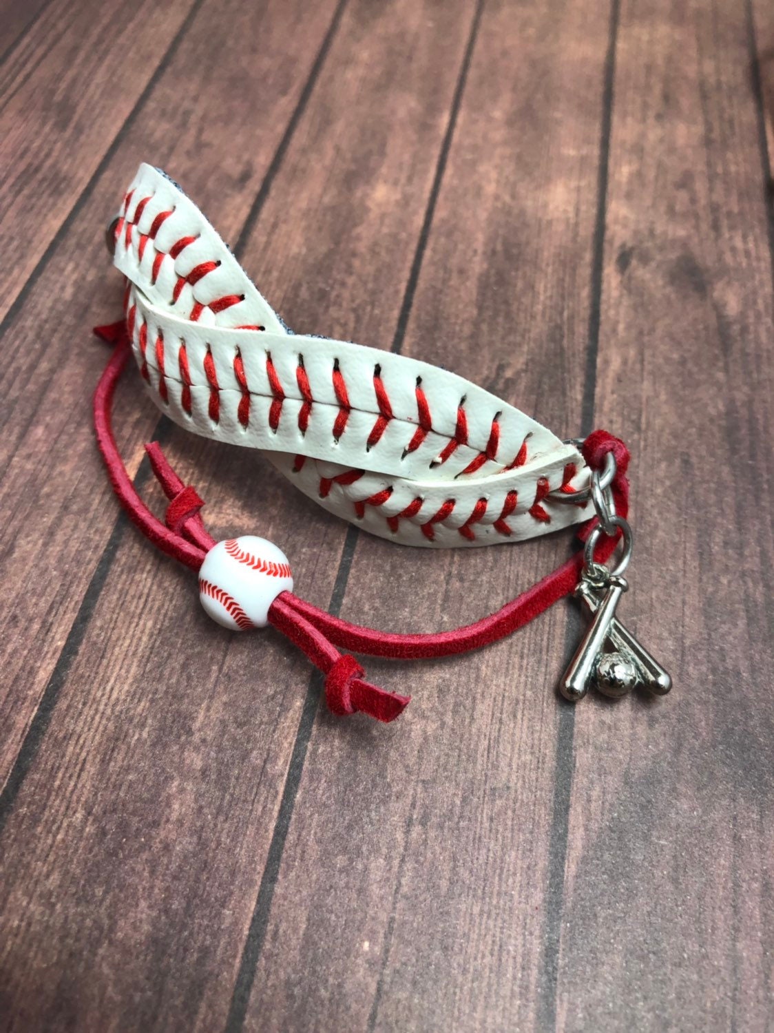 Baseball Bracelet With Charm Adjustable Baseball Mom Etsy