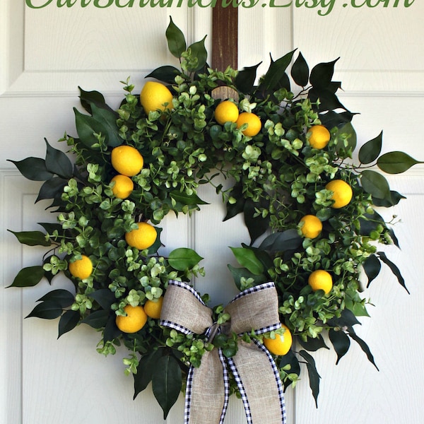 Yellow Wreath/Lemon Wreath/Year round wreaths/Etsy Wreath/Lemons/Spring Wreaths/Door Wreath