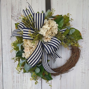 Spring Wreath - Wreaths for door -Farm House Wreath - Year Round Wreath - Hydrangea Wreath - Neutral Wreath