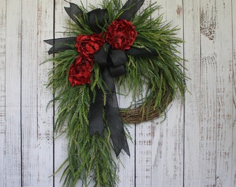 Extra Large Christmas Peony Wreath: Holiday Winter Door Decor (42-45 Inches)
