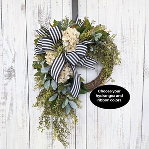 Spring Wreath - Wreaths for door -Farm House Wreath - Year Round Wreath - Hydrangea Wreath - Neutral Wreath
