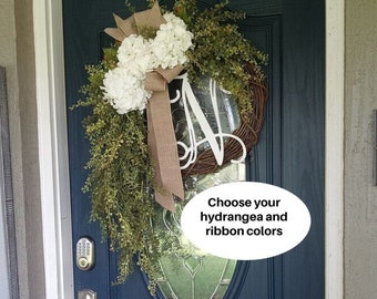 Wedding Decor - Wedding Wreath for Church - Floral Decor - Door Decor - White Hydrangea Wreath -Wreaths for fall - door wreath