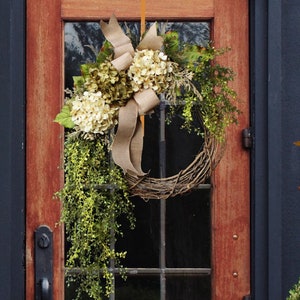 Year Round Hydrangea Wreath - Hydrangea Wreath; Grapevine Wreath - Etsy Wreath - Wreaths for door - Door Wreath - Monogram wreath
