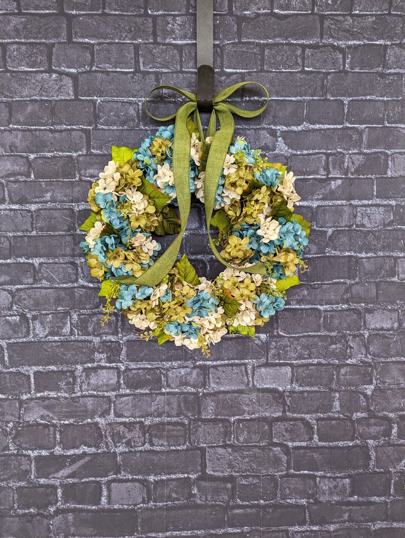 Spring Wreath Large Hydrangea Wreath Monogram Wreath Wreaths for door Door Wreaths Wreath Home Decor image 2