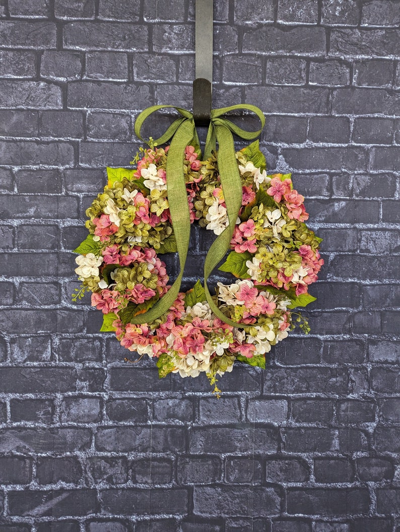 Spring Wreath Large Hydrangea Wreath Monogram Wreath Wreaths for door Door Wreaths Wreath Home Decor image 1