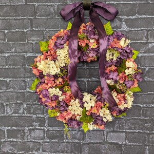 Spring Wreath Large Hydrangea Wreath Monogram Wreath Wreaths for door Door Wreaths Wreath Home Decor image 3