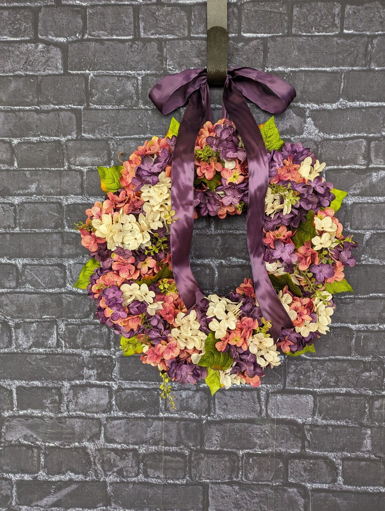 Spring Wreath Large Hydrangea Wreath Monogram Wreath Wreaths for door Door Wreaths Wreath Home Decor image 3