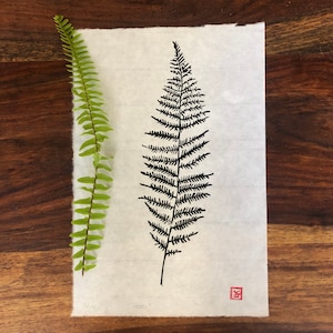 Estampa original em linóleo Fern