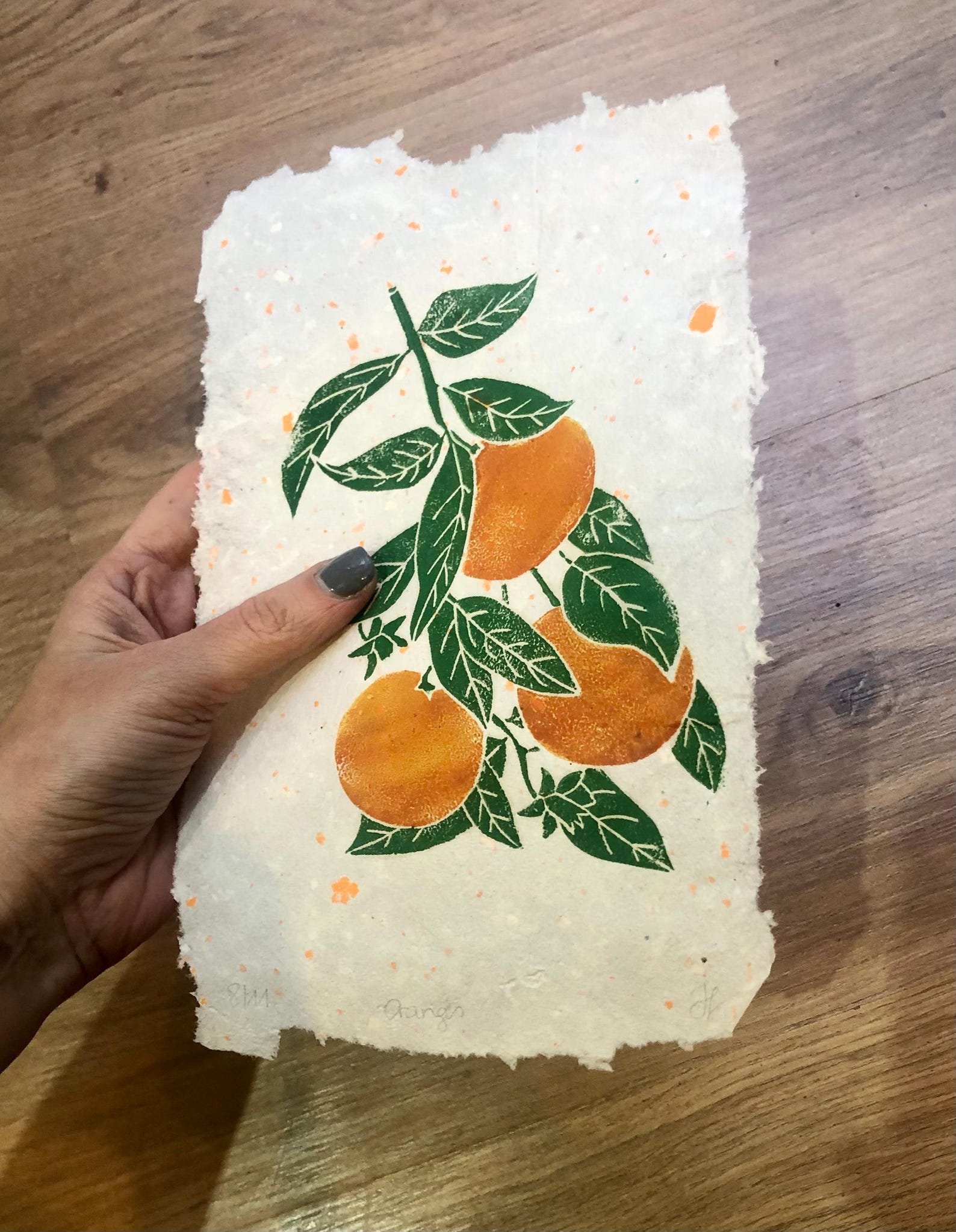 Oranges - Original Linocut Print on Handmade Paper - Etsy