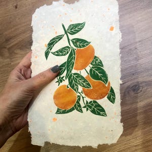 Arance - stampa linoleografica originale su carta fatta a mano