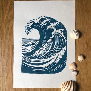 The Big Ocean Wave - original lino cut. Limited edition