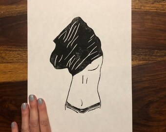 It’s getting hot in here - original lino cut print