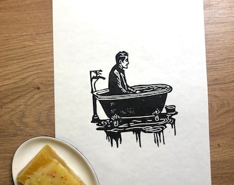 Contemplating Life - original limited edition lino cut print