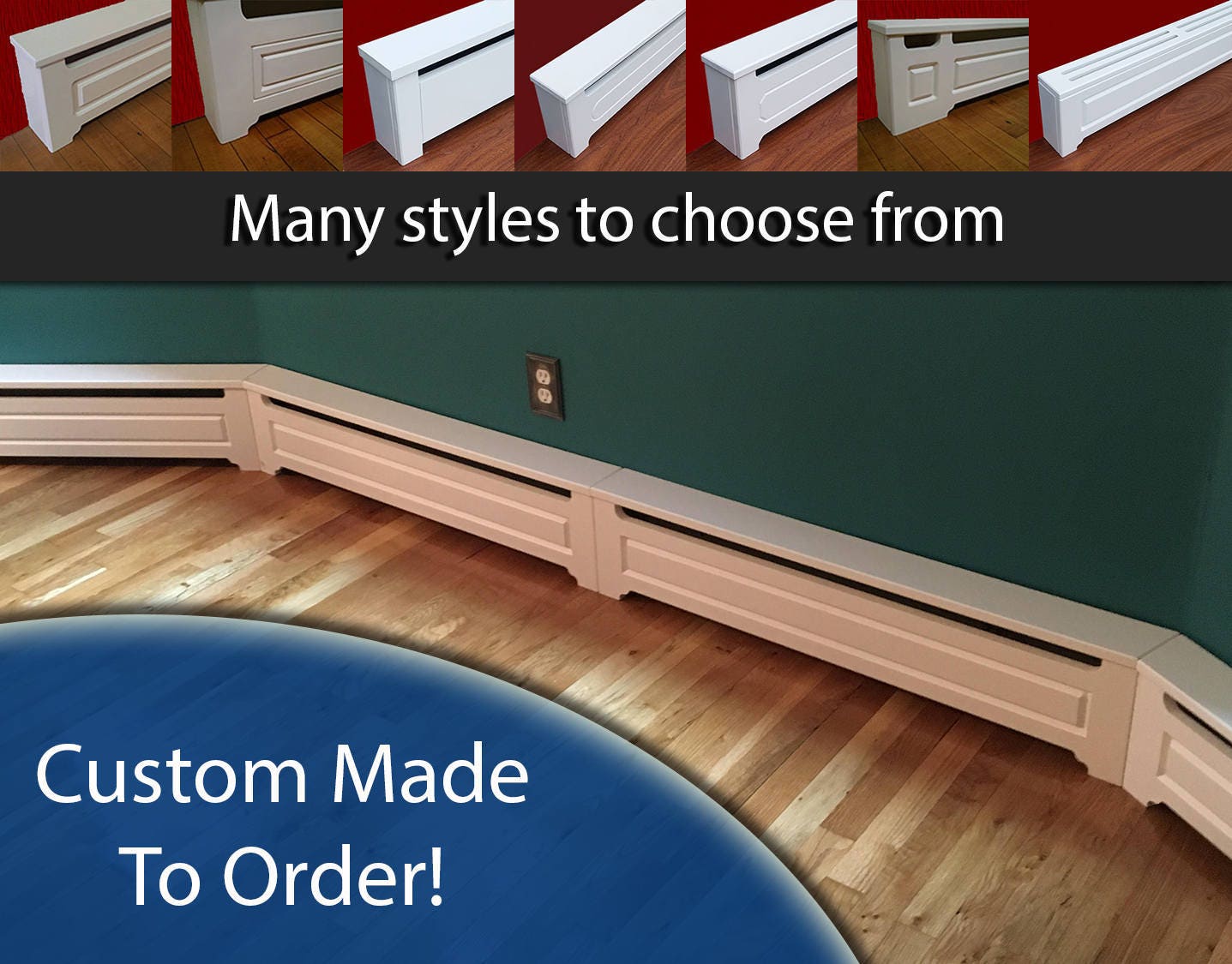 Custom Made to Order Baseboard Heater Covers. Double V Raised Panel. demo,  Don't Order, Please Read Description 