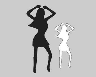 10 Black or white DISCO paper Die Cutouts, silhouette, Punches, 60's theme Decorations, disco dancing shape, Paper Shape Cutout, go go boots