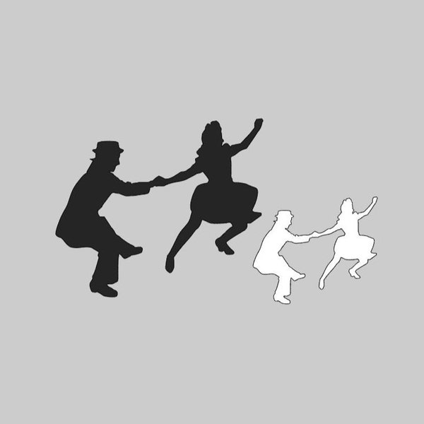 10 Black or White Swing Dance cutouts, swing dancing couple Silhouette, dancer Die Cut, Punches, Decoration, white black shape, Paper Cutout