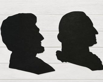 President Lincoln & Washington Tagboard paper silhouettes (10 pieces)