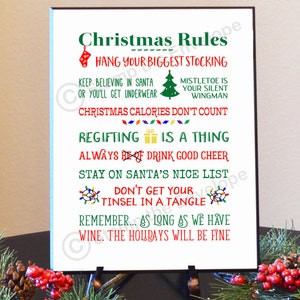 FUNNY CHRISTMAS Rules Sign, Family Rules Wood Sign, Christmas House Rules plaque image 1