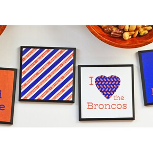 Denver Broncos Coasters Broncos set of 4 different coasters, Support your team and your drink image 1