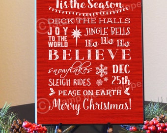 CHRISTMAS Signs,  Believe Christmas Sign, Christmas Collage Sign, Rules Plaque