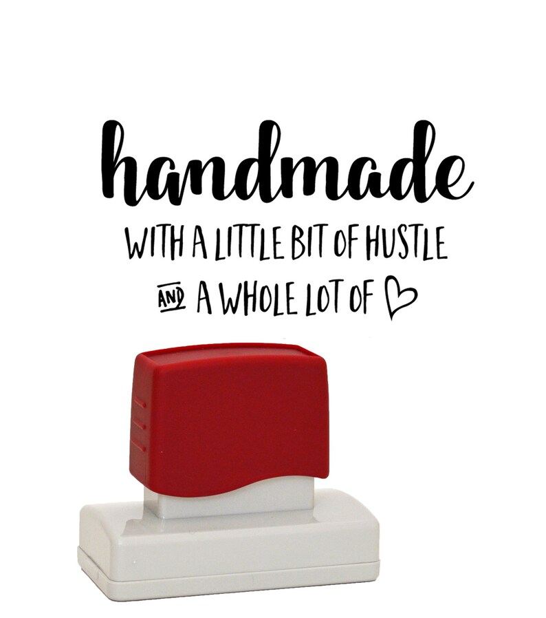 Handmade With A Little Bit of Hustle Stamper Stamp for Business Thank You Cards or Shop Hang Tags image 1