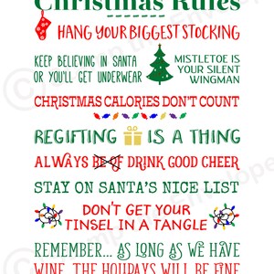 FUNNY CHRISTMAS Rules Sign, Family Rules Wood Sign, Christmas House Rules plaque imagem 2