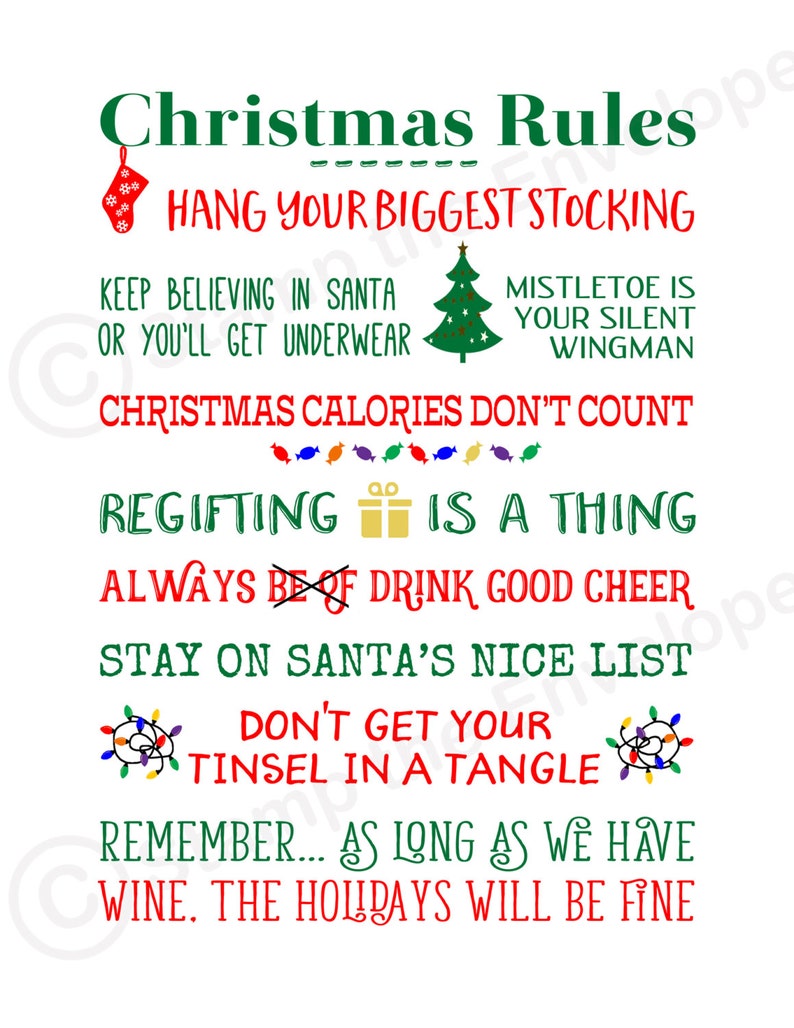 FUNNY CHRISTMAS Rules Sign Family Rules Wood Sign Christmas Etsy