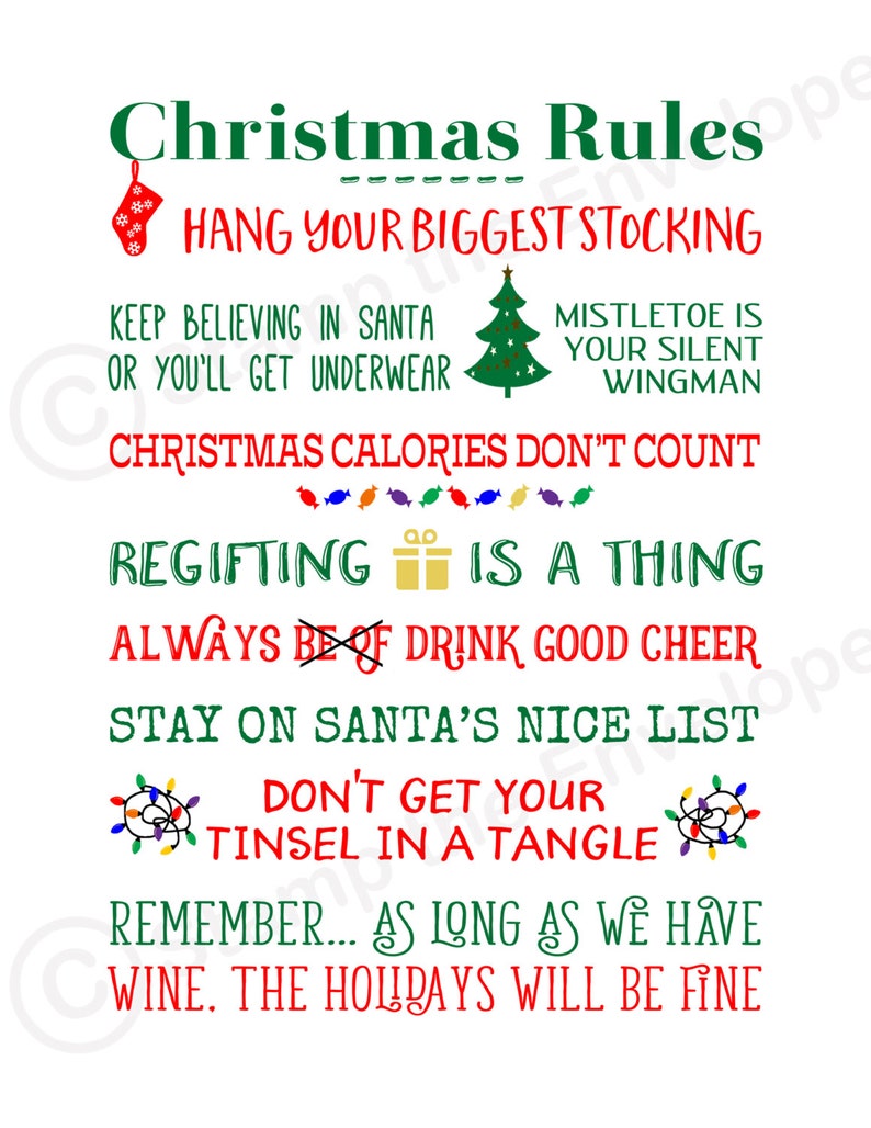 FUNNY CHRISTMAS Rules Sign, Family Rules Wood Sign, Christmas House Rules plaque imagem 2