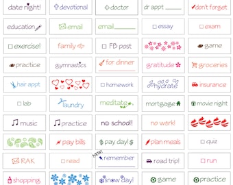 Mini Life Planner Stamps that work with Erin Condren Life Planners, Happy Planners, Scrapbooking, DIY cards, Teachers