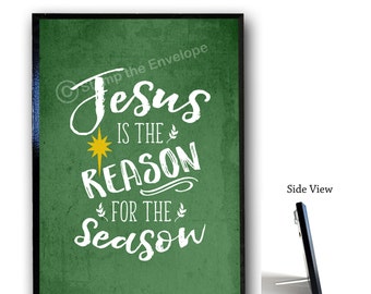 Jesus Is The Reason for the Season - Religious Christmas gifts - Wooden Christmas Sign - 5x7 plaque with stand