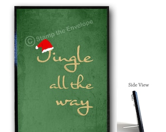 Jingle All The Way Sign - Office Gift Ideas - Wooden Christmas Sign -  5x7 plaque with stand