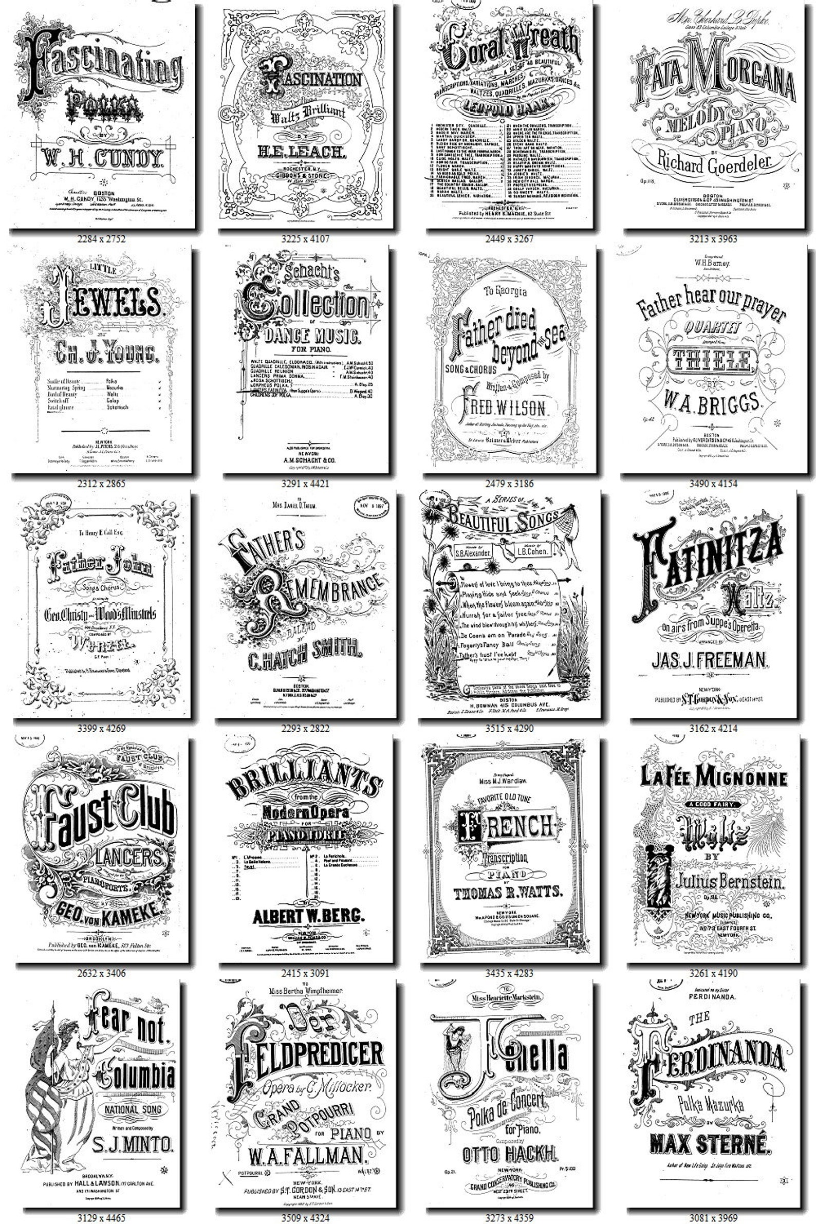 DECORATED WORDS7 Collection of 180 Vintage Sheet Music Covers Etsy