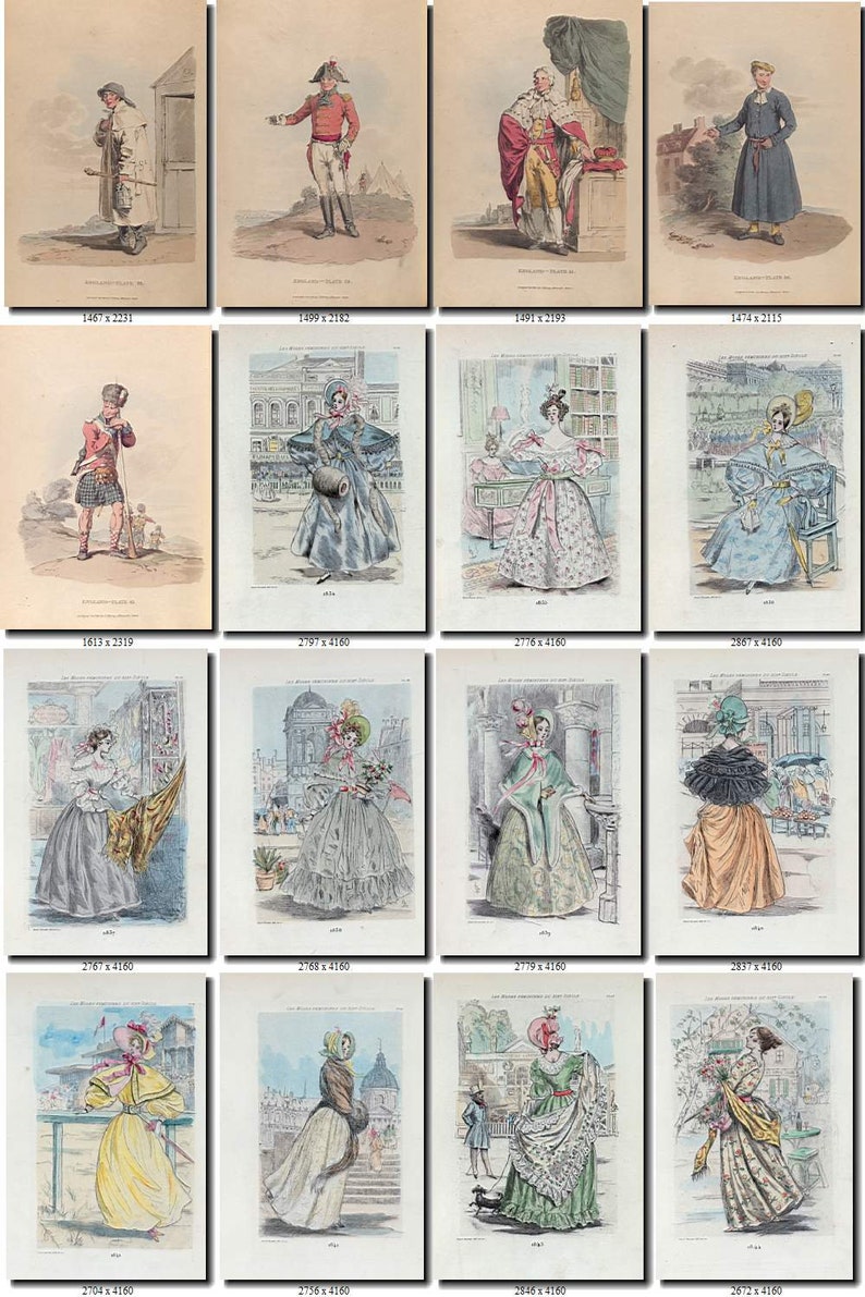 FASHION-5 Collection of 206 vintage woman old fashion of 19th century printable digital download old sketch nice and beautiful style retro