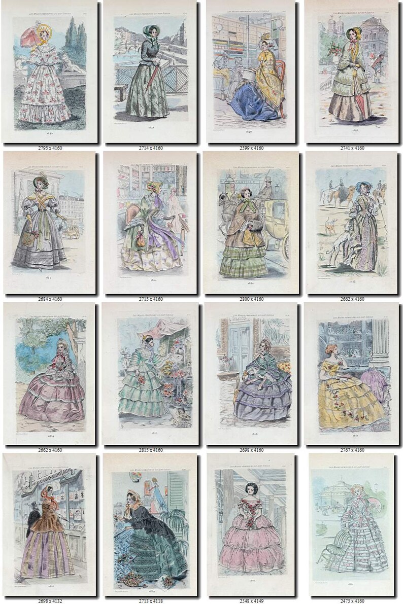 FASHION-5 Collection of 206 vintage woman old fashion of 19th century printable digital download old sketch nice and beautiful style retro