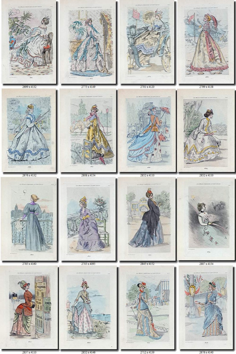 FASHION-5 Collection of 206 vintage woman old fashion of 19th century printable digital download old sketch nice and beautiful style retro