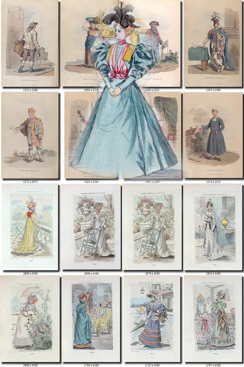 FASHION-5 Collection of 206 vintage woman old fashion of 19th century printable digital download old sketch nice and beautiful style retro