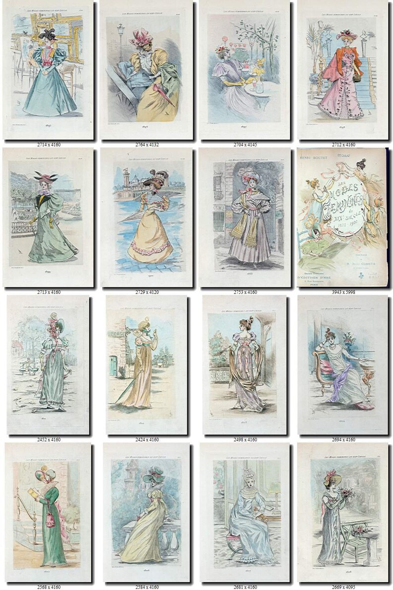 FASHION-5 Collection of 206 vintage woman old fashion of 19th century printable digital download old sketch nice and beautiful style retro