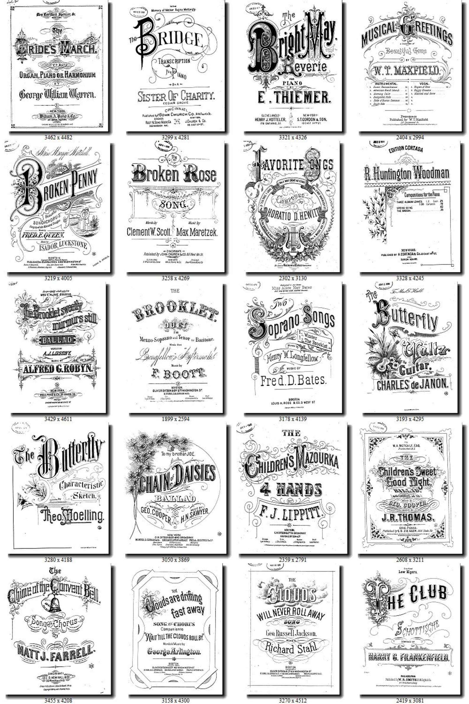 DECORATED WORDS25 collection of 180 vintage Sheet Music Etsy