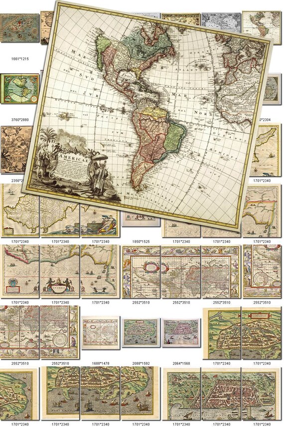 ANTIQUE MAPS-1 Collection of 200 large size images printable | Etsy