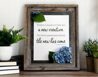 2 Corinthians 5:17 Bible Verse | Scripture Wall Art Print | New Creation in Christ - instant download printable quote