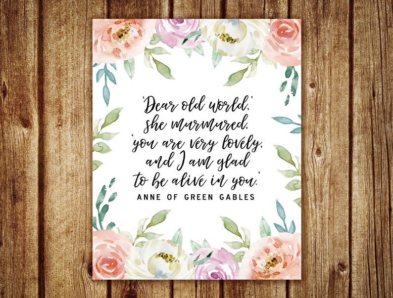 Anne of Green Gables Wall Art Book Quote Print Watercolor Etsy