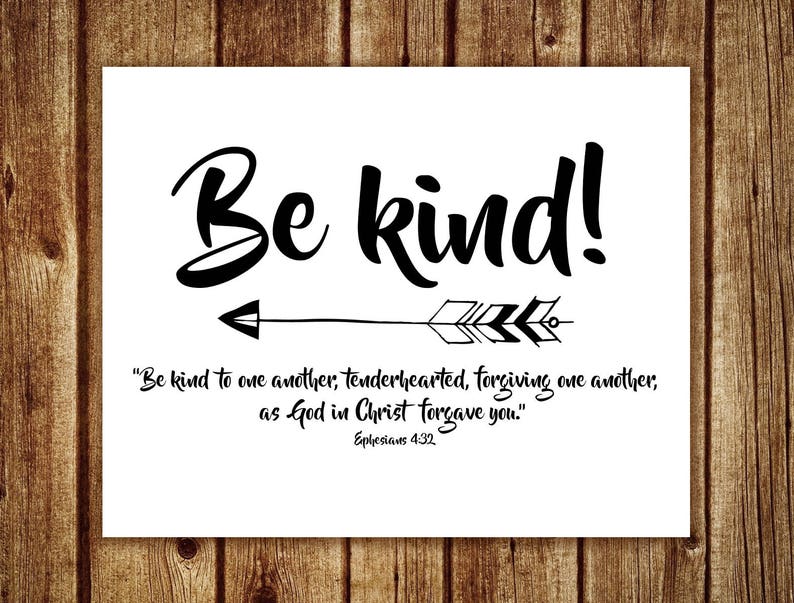 Be kind arrow print Ephesians 432 Bible verse wall art Etsy